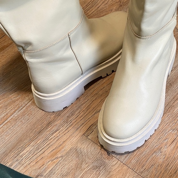 & Other Stories Cream Leather Boots - Picture 4 of 5